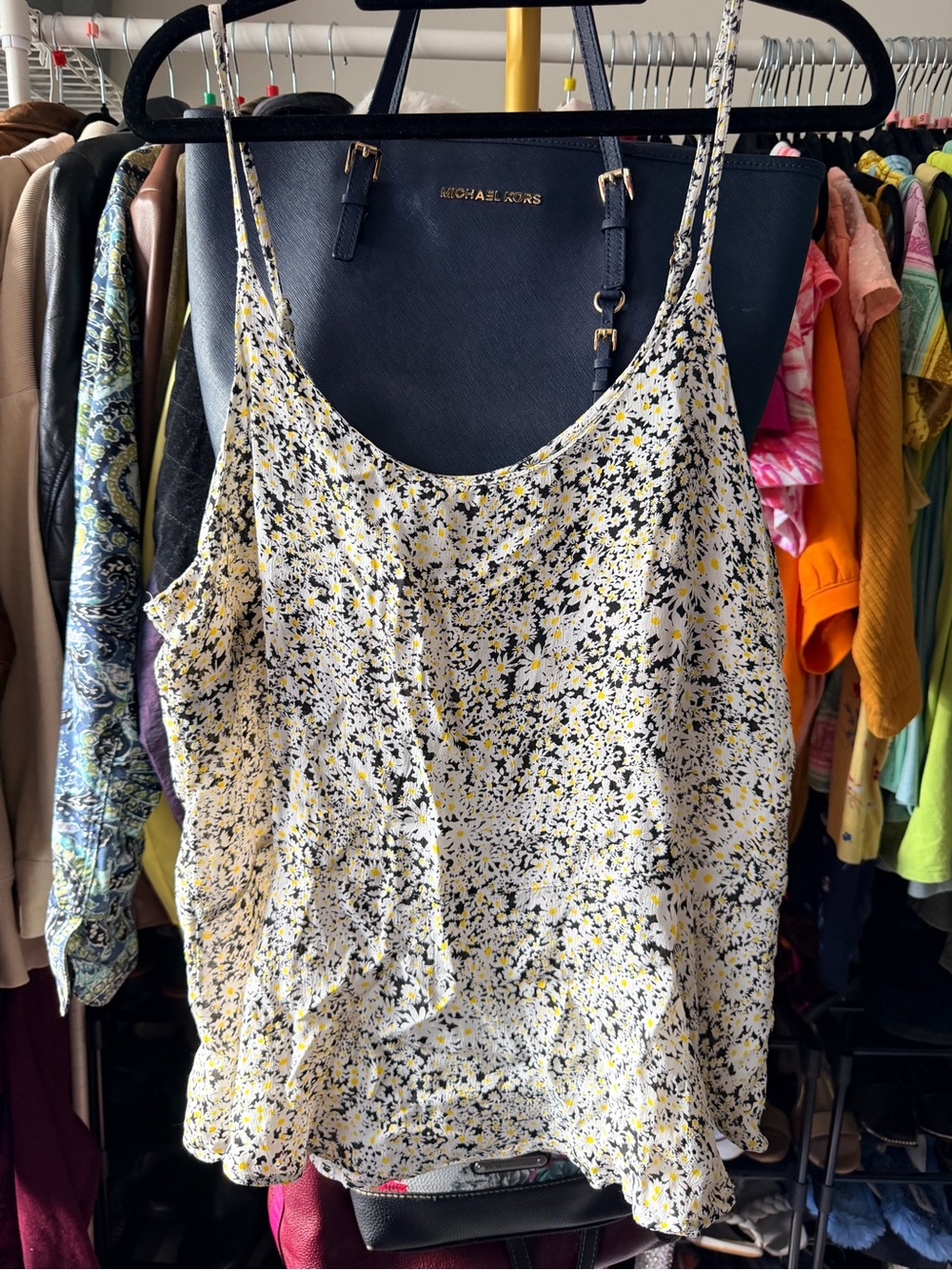 river island Floral Spaghetti Strap Cami Tank Top - Yellow/Black Floral size 16 - Picture 2 of 5